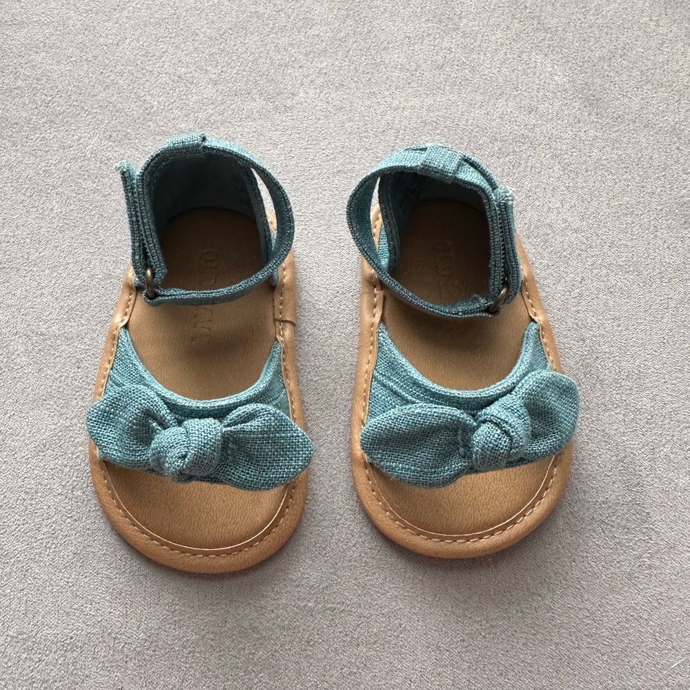 Linen style bow-tie sandals - 3-6Months - Blue
